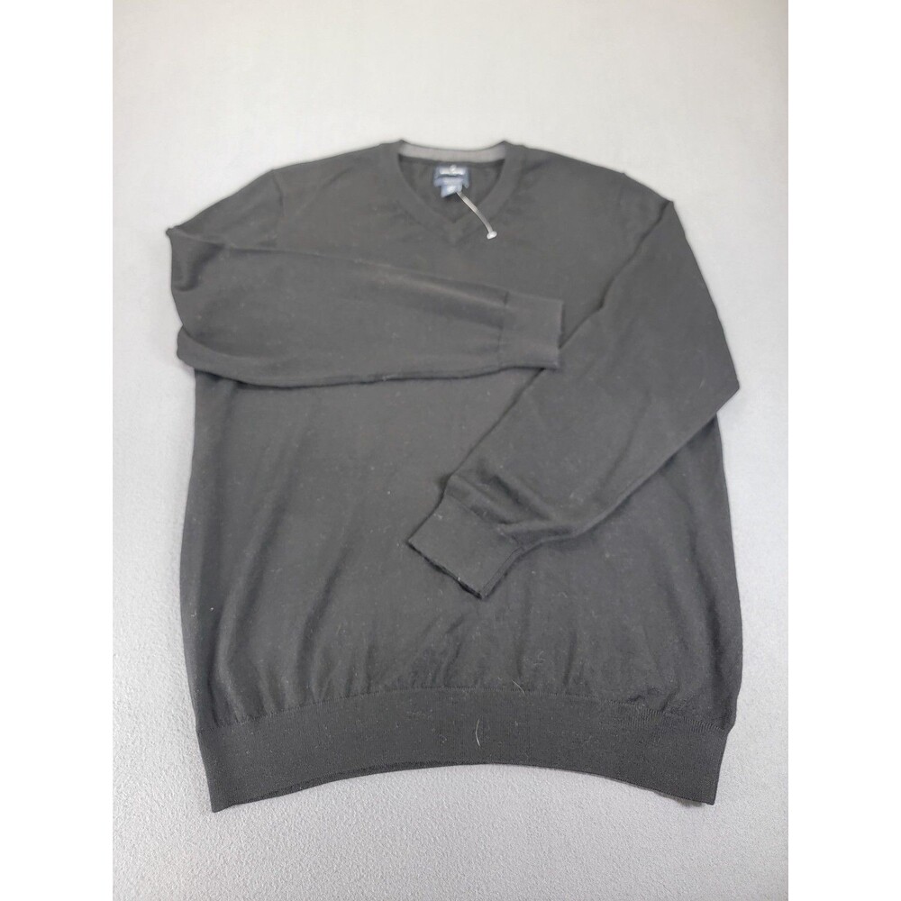Daniel Hechter Sweater Mens XL Black Fine Merino Wool V Neck Pullover New‎